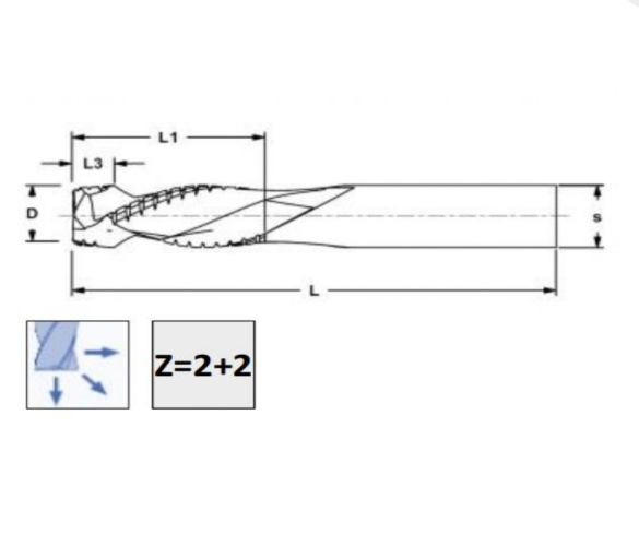 10x32 MM POZİTİF&NEGATİF HASSAS KESİM Z 2+2 KARBÜR FREZE - 3