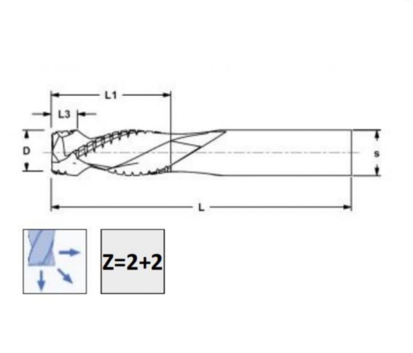 5x22 Mm POZİTİF&NEGATİF HASSAS KESİM Z 2+2 KARBÜR FREZE - 4