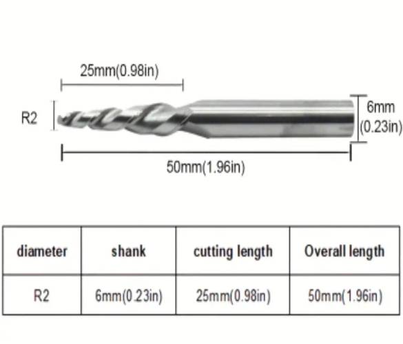 TEGFARİ KONİK KÜRE 2x30x75x6 MM KARBÜR 3D BIÇAK - 0